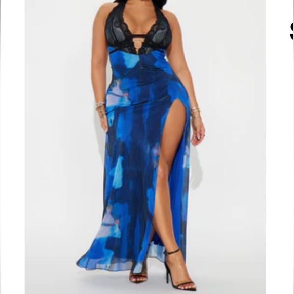 Fashion Nova Dresses & Skirts - Ashley Mesh Maxi Dress - Blue/Black